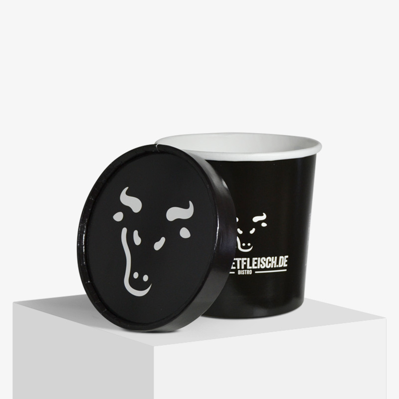 Miten ostat keittokuppejamme | Limepack ice cream cup small black lid off